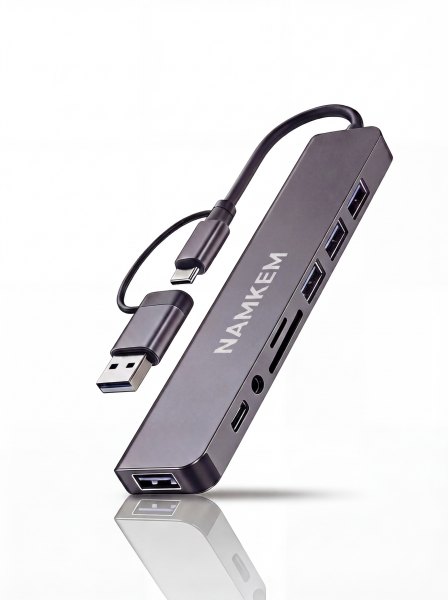 Концентратор Type-C NAMKEM 8-в-2 для MacBook